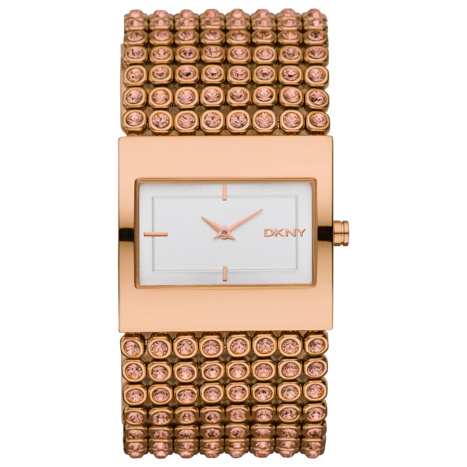 DKNY NY8446 Rosebold Women's Stone Set Mesh Bracelet Watch, Rose Gold at John Lewis