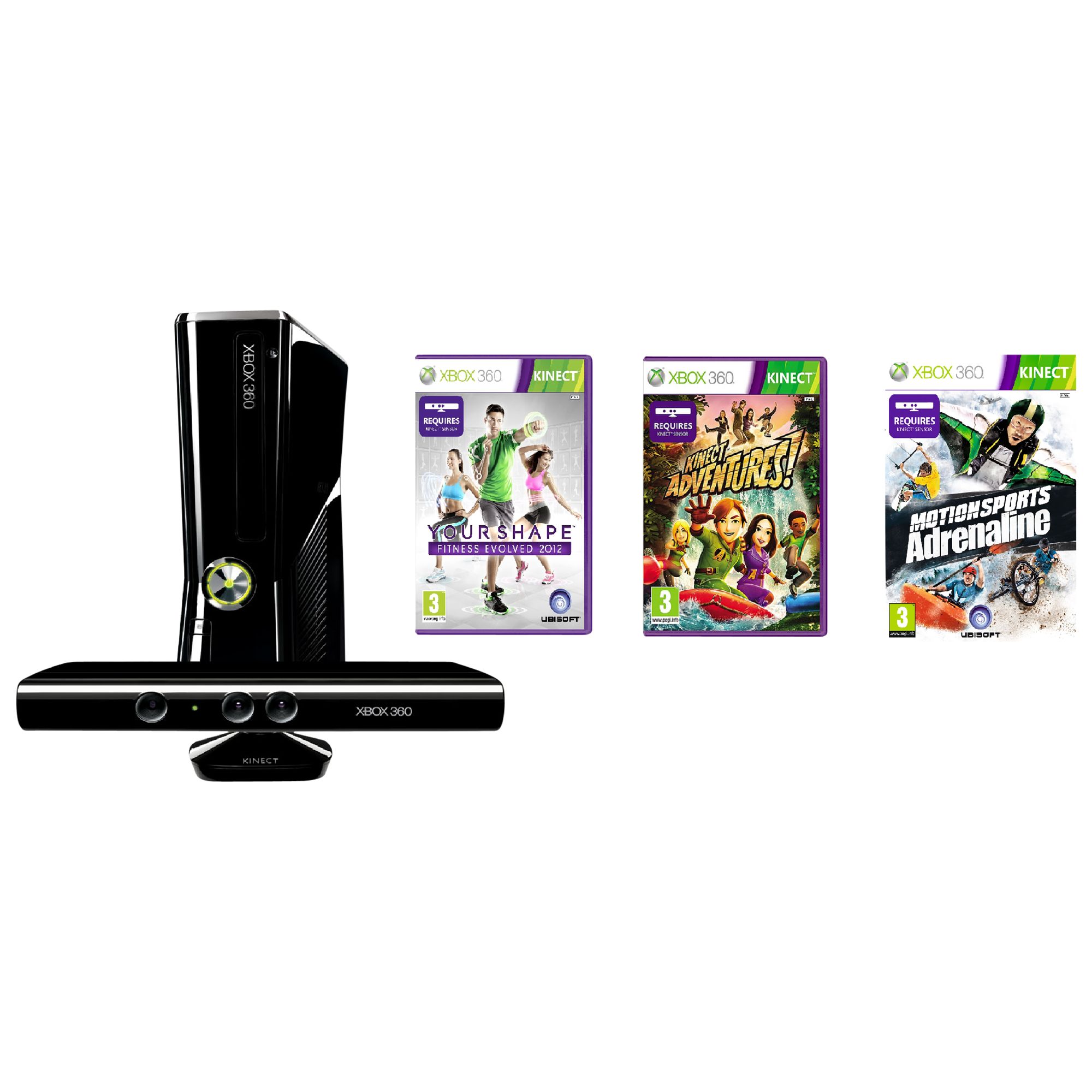 Microsoft Xbox 360 S 4GB Console with Kinect, Motionsports: Adrenaline and Your Shape Fitness 2012