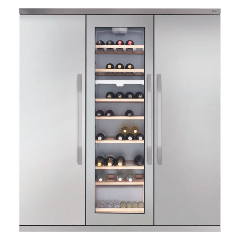 John Lewis Side by Side JLFFW1554 Wine Cooler Triple Fridge Freezer, Stainless Steel at JohnLewis