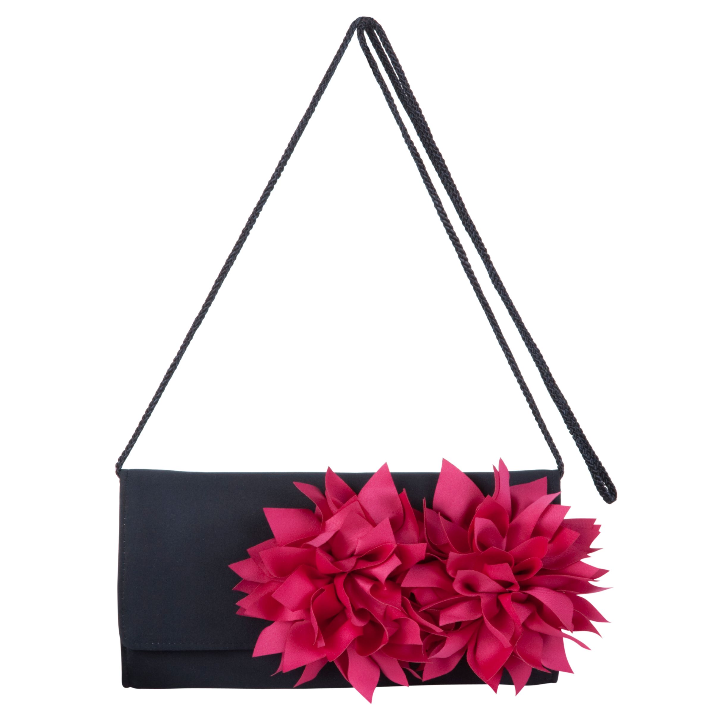 John Lewis Laser Cut Flower Clutch Handbag, Navy