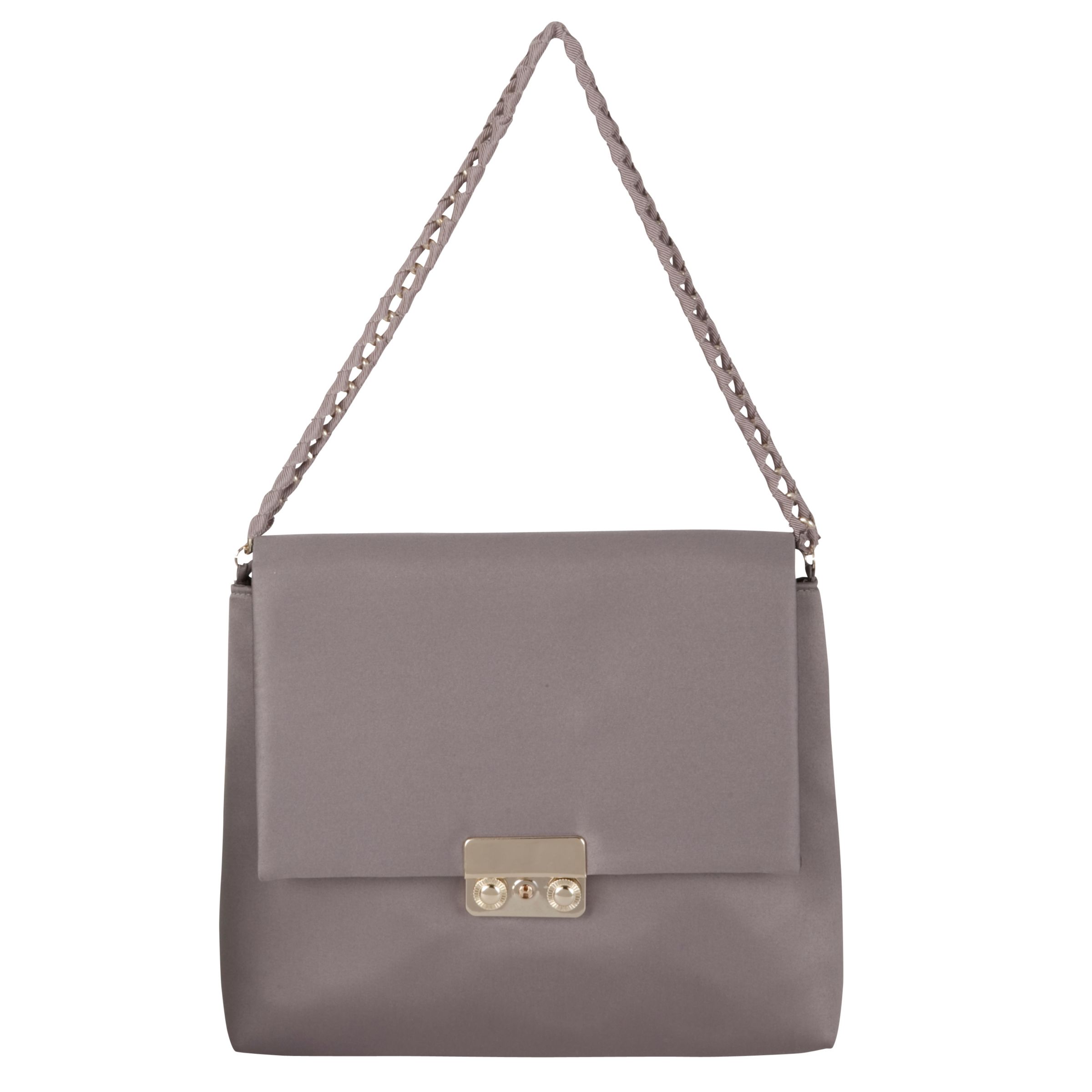 John Lewis Satin Shoulder Handbag, Beige