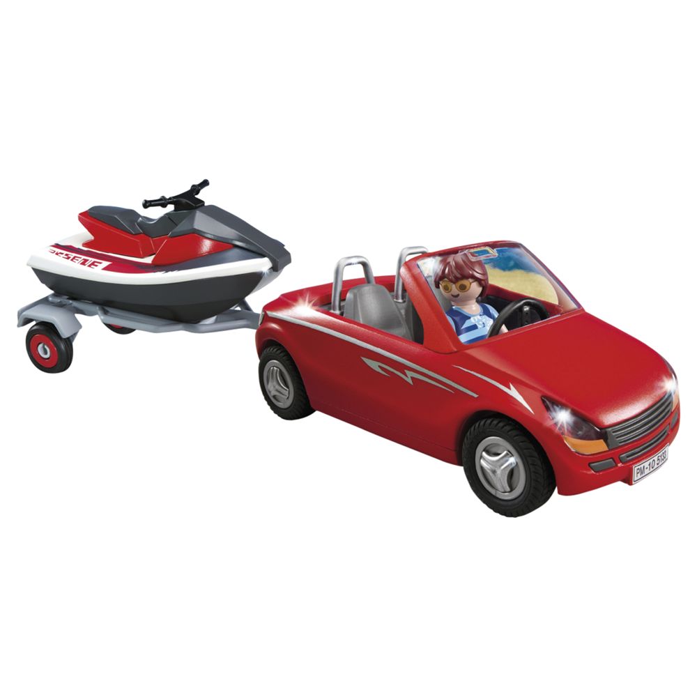 Playmobil Red Convertible With Jet Ski