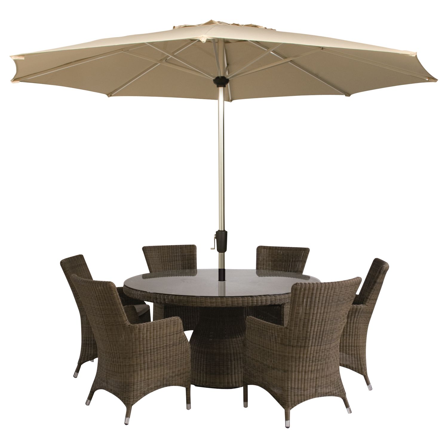 Neptune Cadiz Round Outdoor Dining Set with 6 Armchairs, Natural at John Lewis