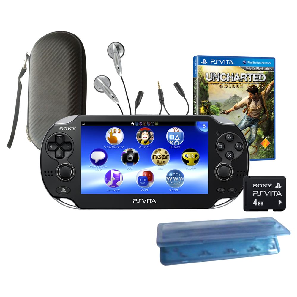 Sony PlayStation Vita, Wi-Fi with Uncharted Golden Abyss, 4GB Memory Card and Accessory Pack