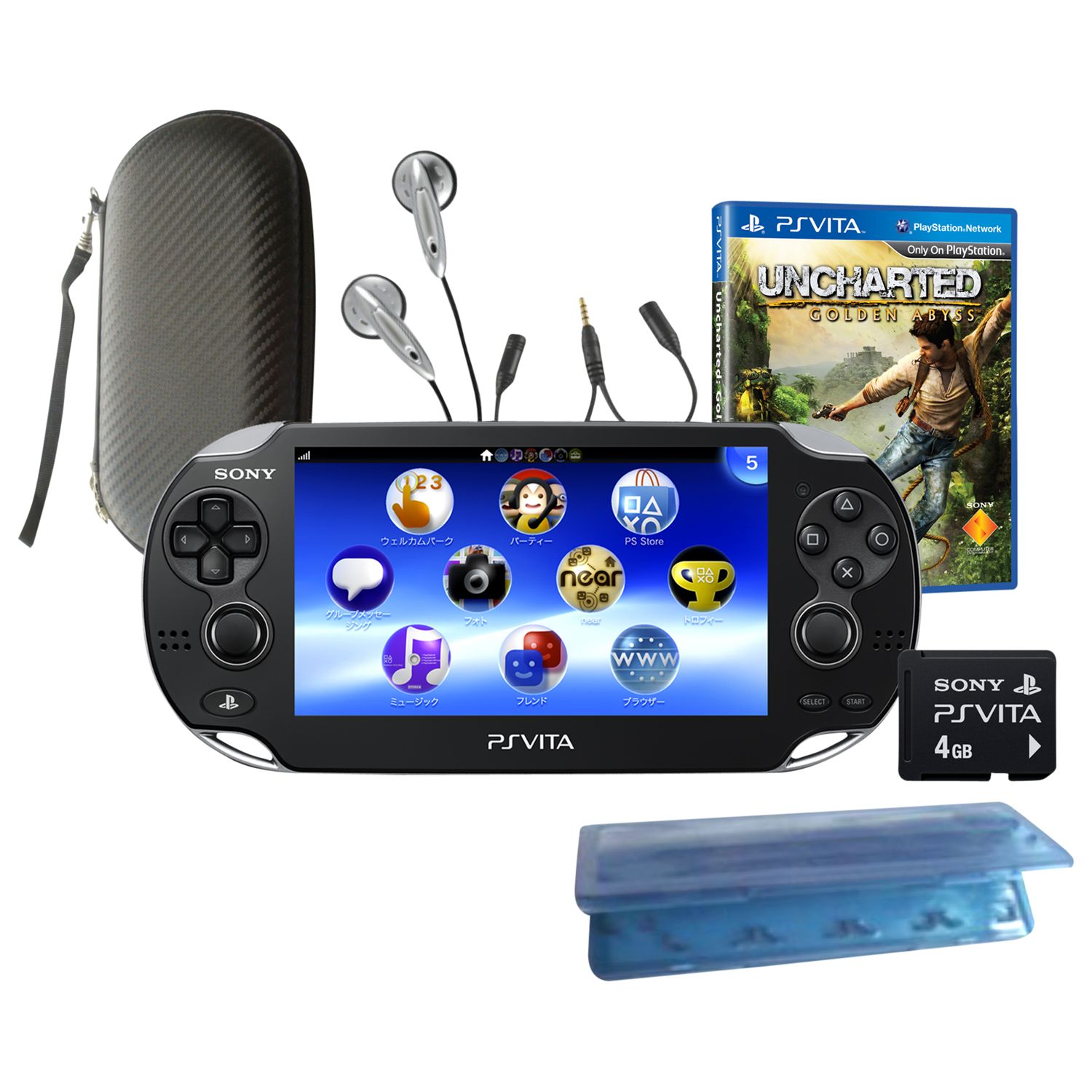 Sony PlayStation Vita, Wi-Fi & 3G with Uncharted Golden Abyss, 4GB Memory Card and Accessory Pack