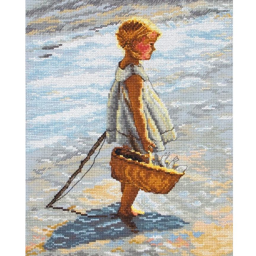 Anchor Young Girl On A Beach Cross Stitch Kit