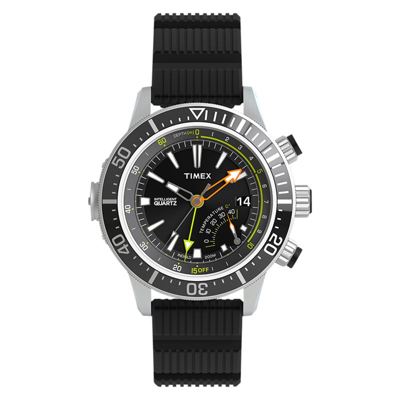 Timex T2N810 Men's Intelligent Quartz Depth Plastic Strap Watch, Black at John Lewis