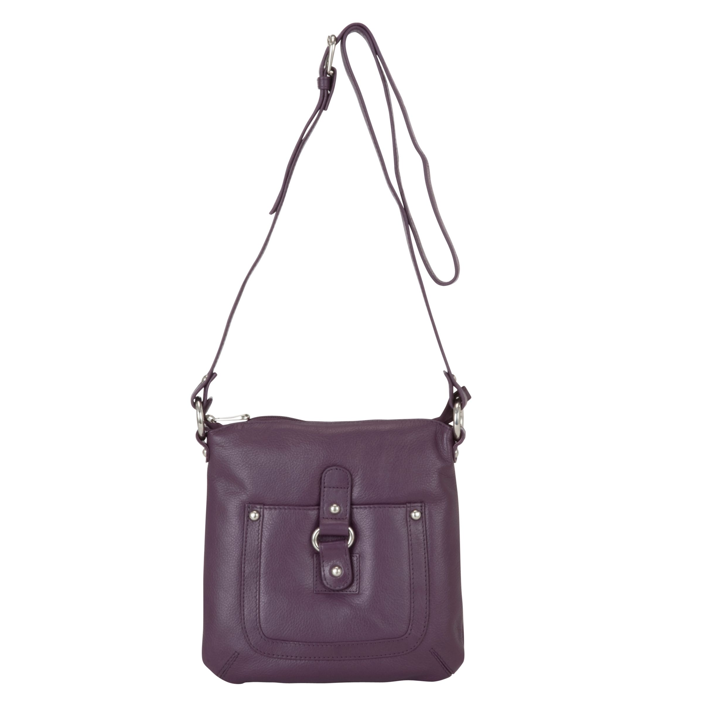John Lewis Buckle Acrossbody Handbag, Plum