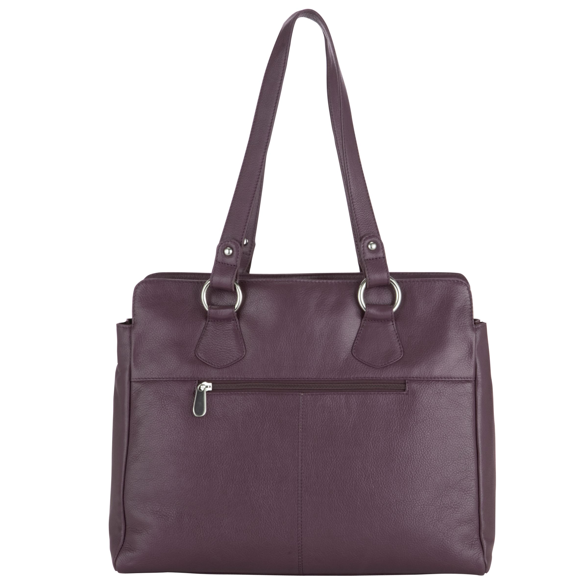 John Lewis Smooth Leather Shoulder Handbag, Plum