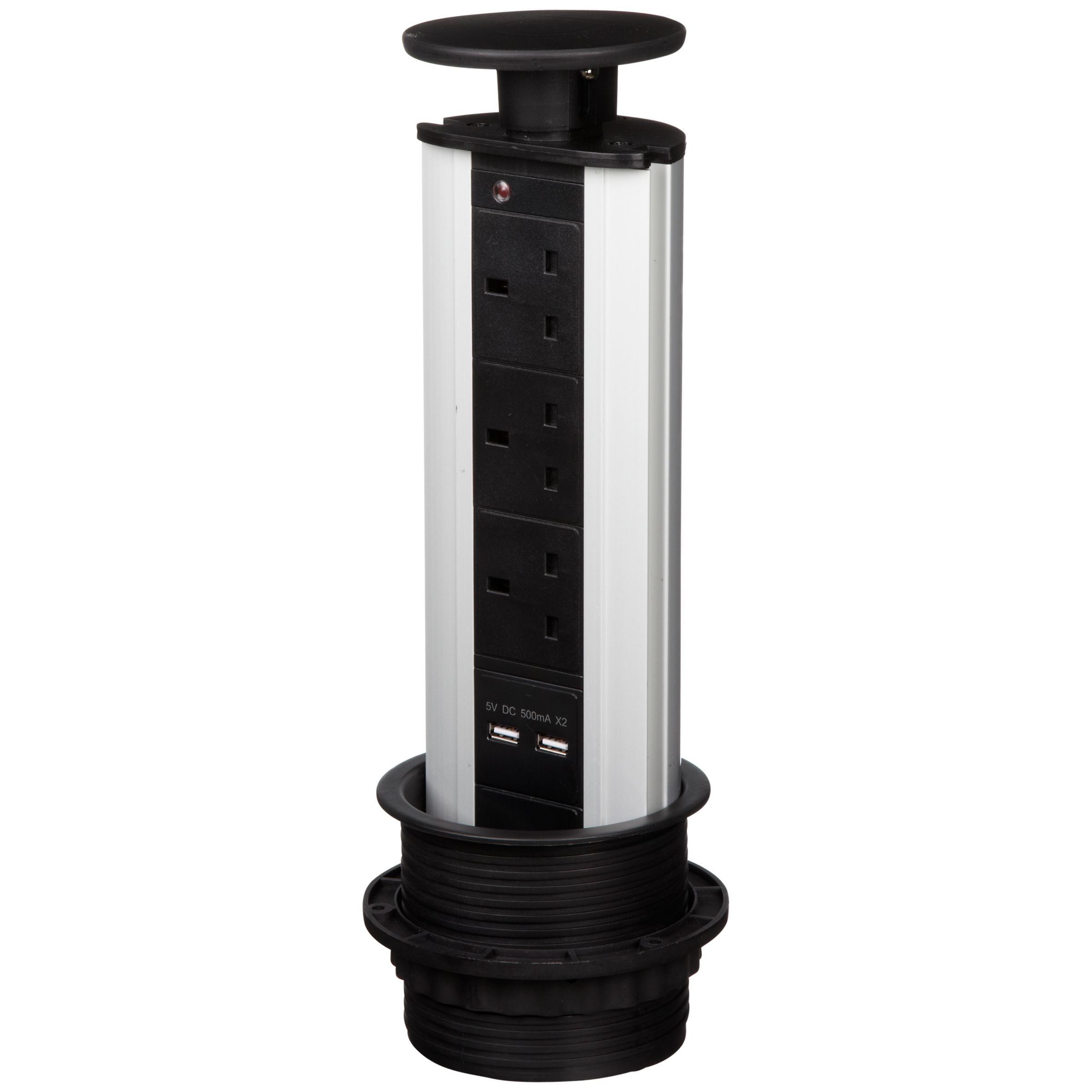 John Lewis Kitchen Pop-Up Socket with USBs, Black at JohnLewis