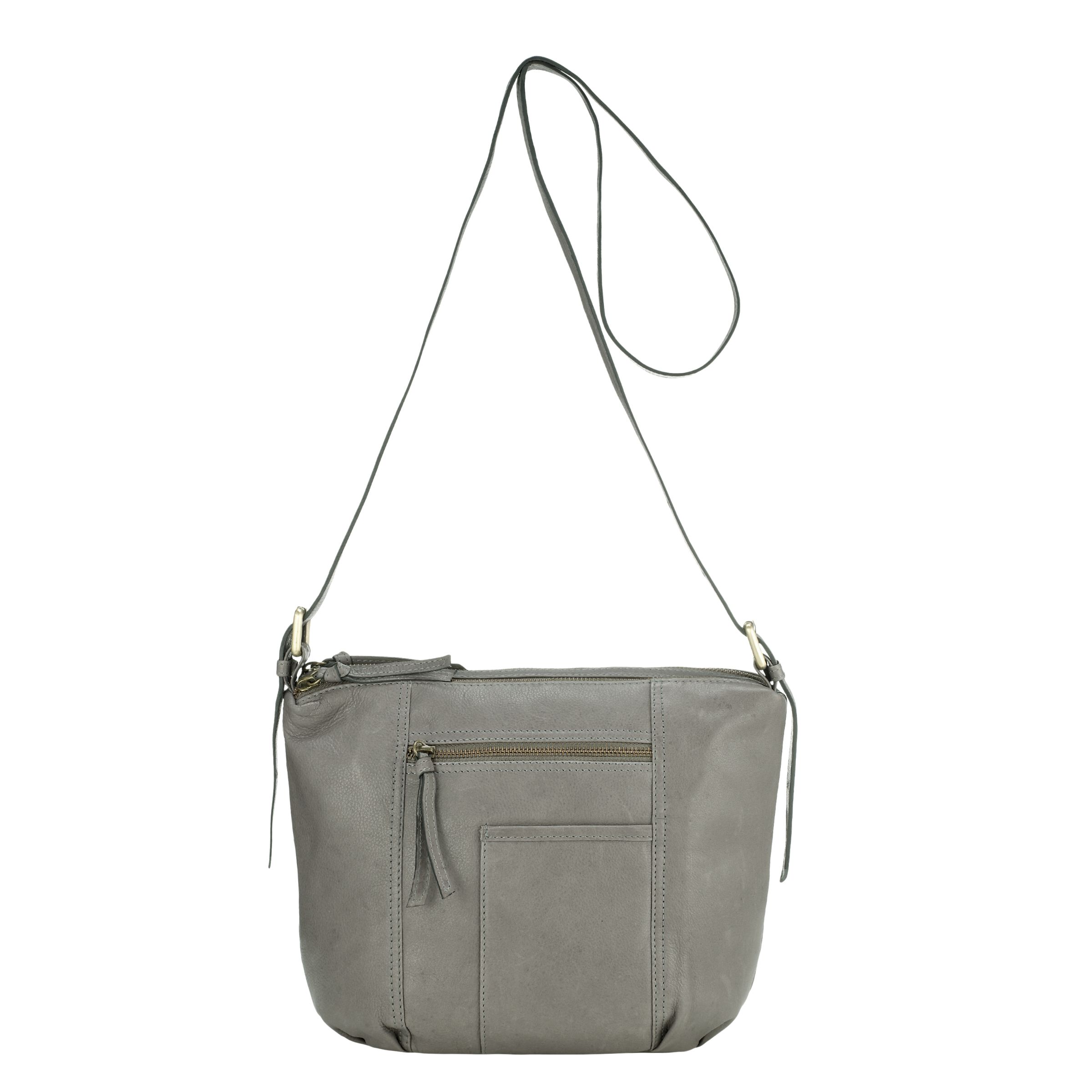 John Lewis Top-Zip Aross Body Handbag, Grey