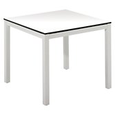 Gloster Riva Square 4 Seater Outdoor Dining Table, White Glass / Crystal White, width 87cm