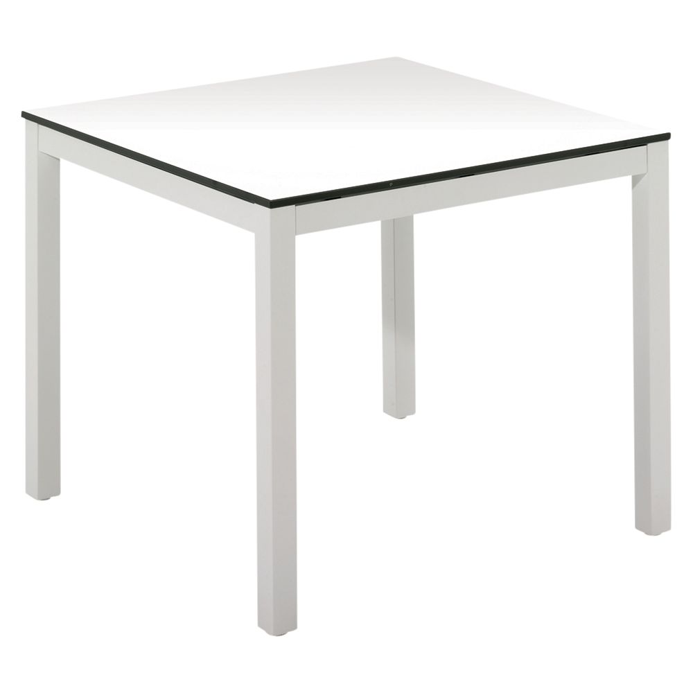 Gloster Riva Square 4 Seater Outdoor Dining Table, White HPL / Crystal White, width 87cm
