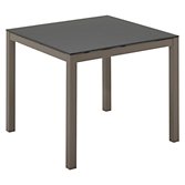 Gloster Riva Square 4 Seater Outdoor Dining Table, Slate Glass / Russet, width 87cm