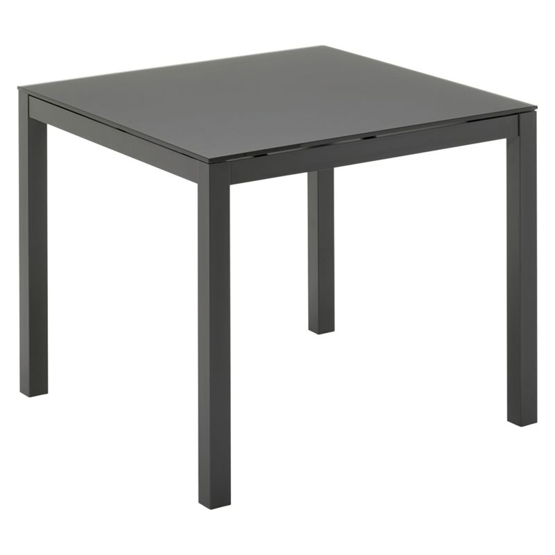 Gloster Riva Square 4 Seater Outdoor Dining Table, Slate Glass / Gunmetal, width 87cm