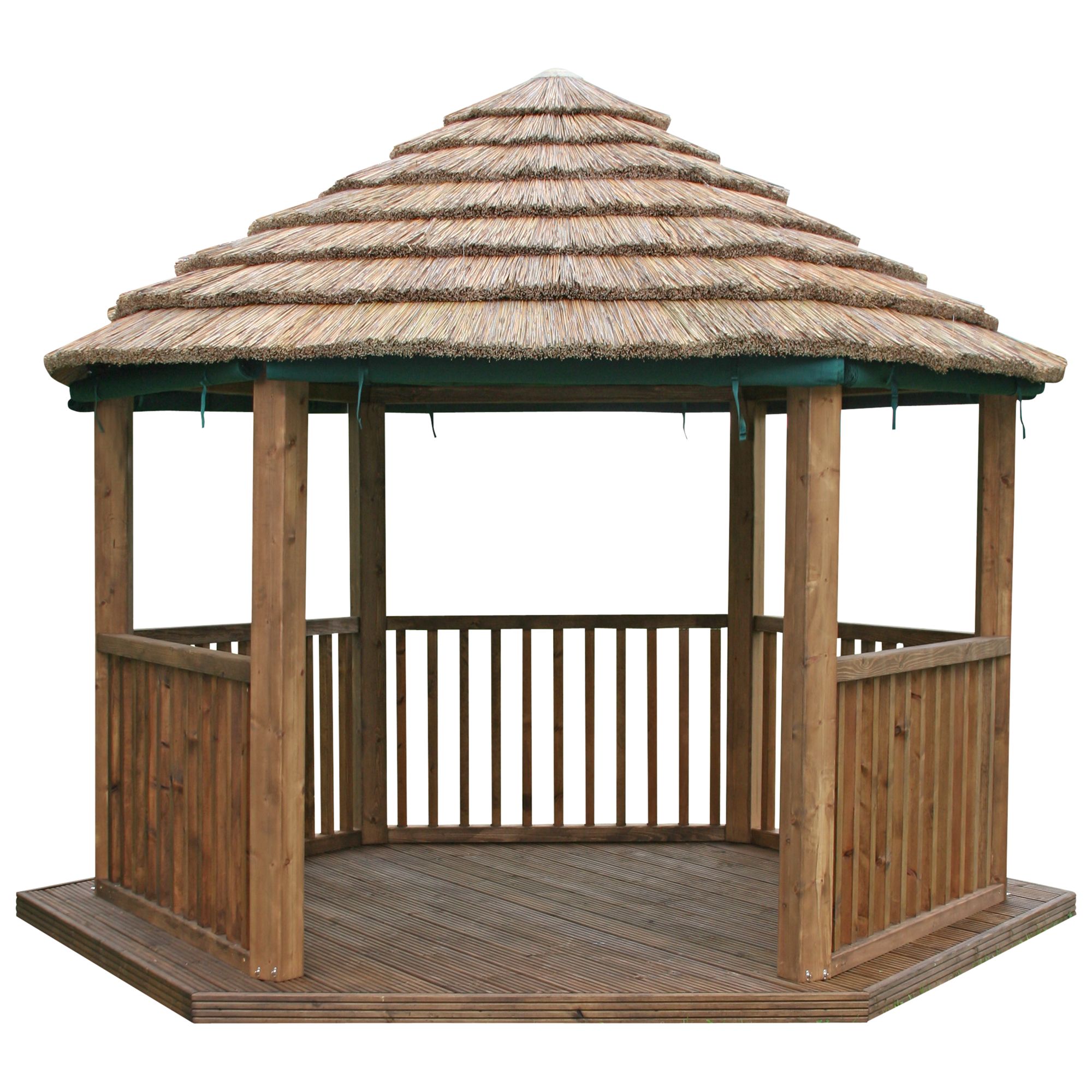 John Lewis Hexagonal Gazebo, Thatch, Dia. 3.8m at John Lewis