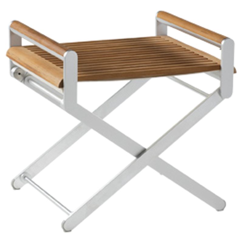Sifas Oskar Rectangular Folding Outdoor Ottoman, Glass Top and Synteak Tray, 69 x 65cm at John Lewis