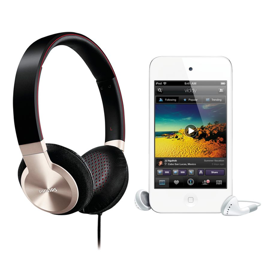 Apple iPod touch, 8GB, White with Philips SHL9700/10 On-Ear Headphones at John Lewis