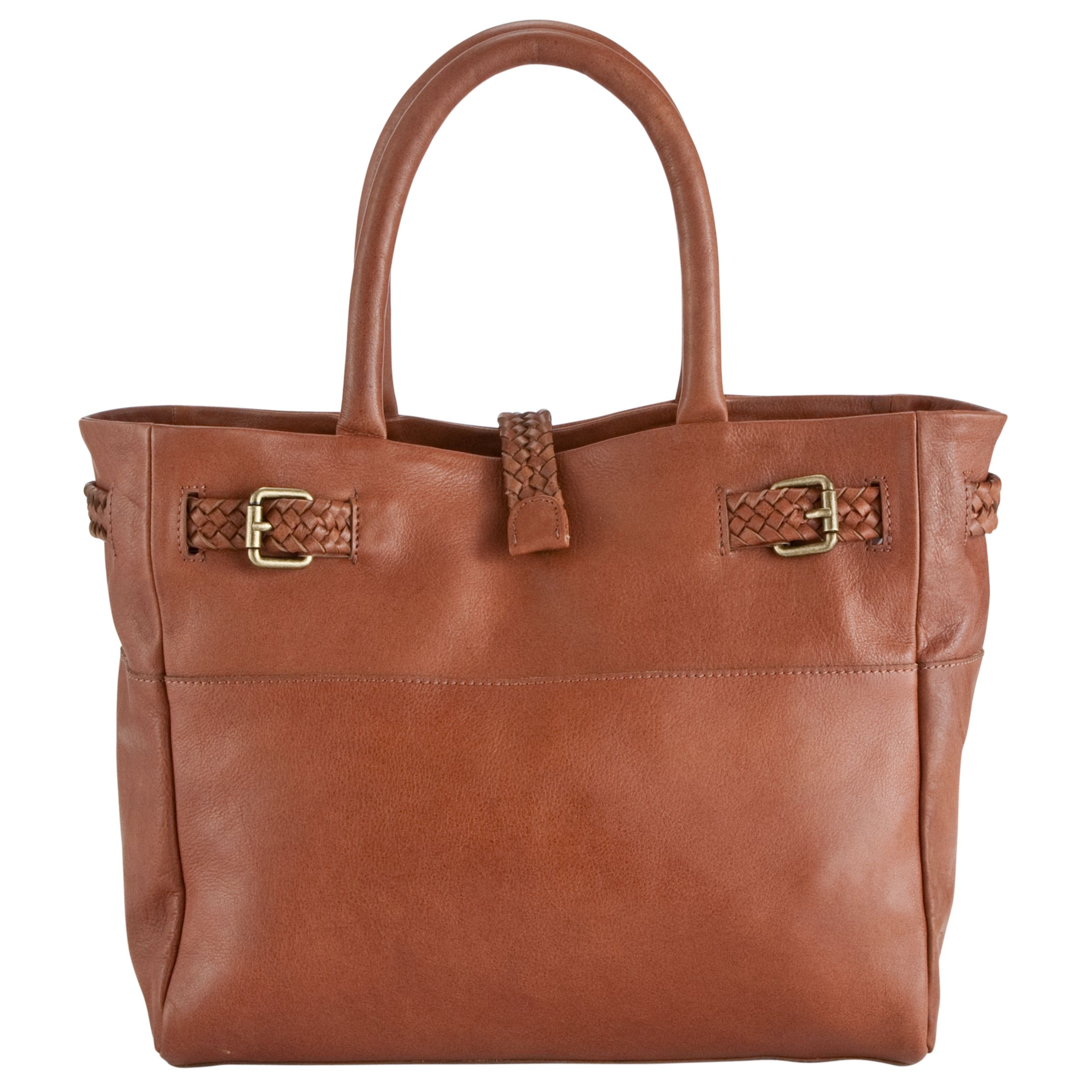John Lewis Tan Plaited Tote Handbag, Tan