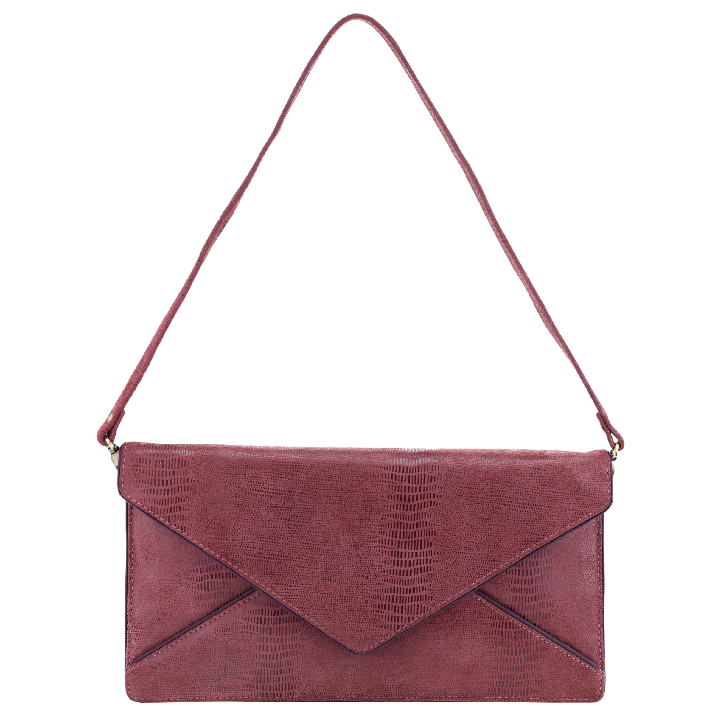 John Lewis Envolpe Leather Clutch Handbag, Mauve