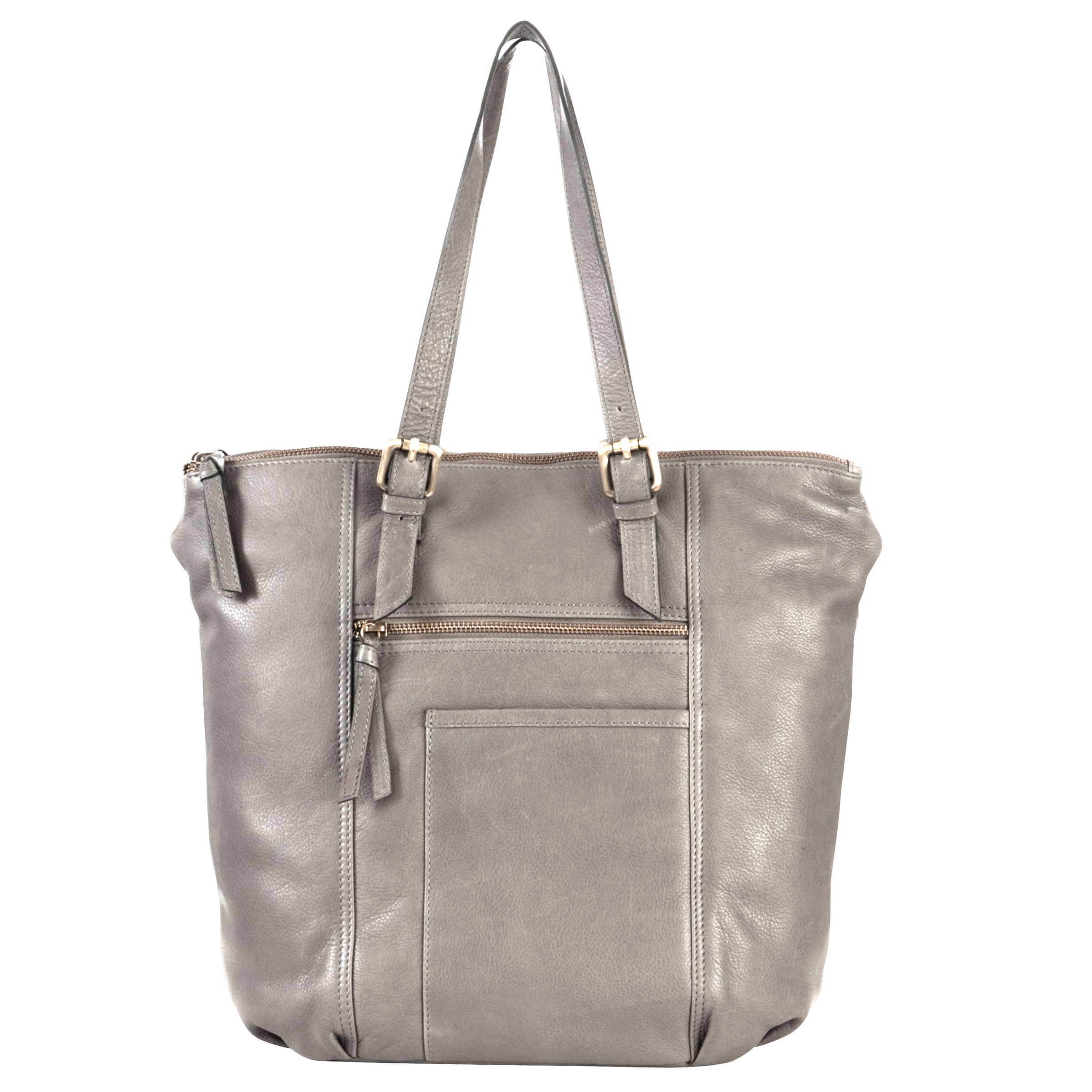 John Lewis Top Zip Tote Handbag, Grey