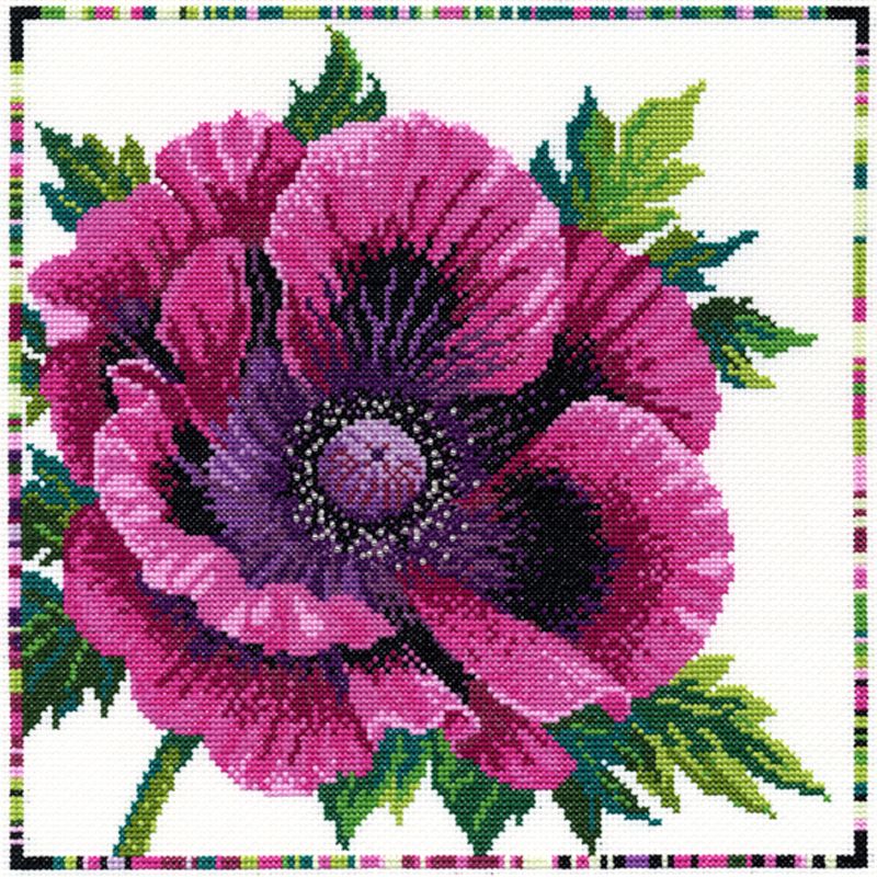 Bothy Threads Purple Poppy Cross Stitch Kit