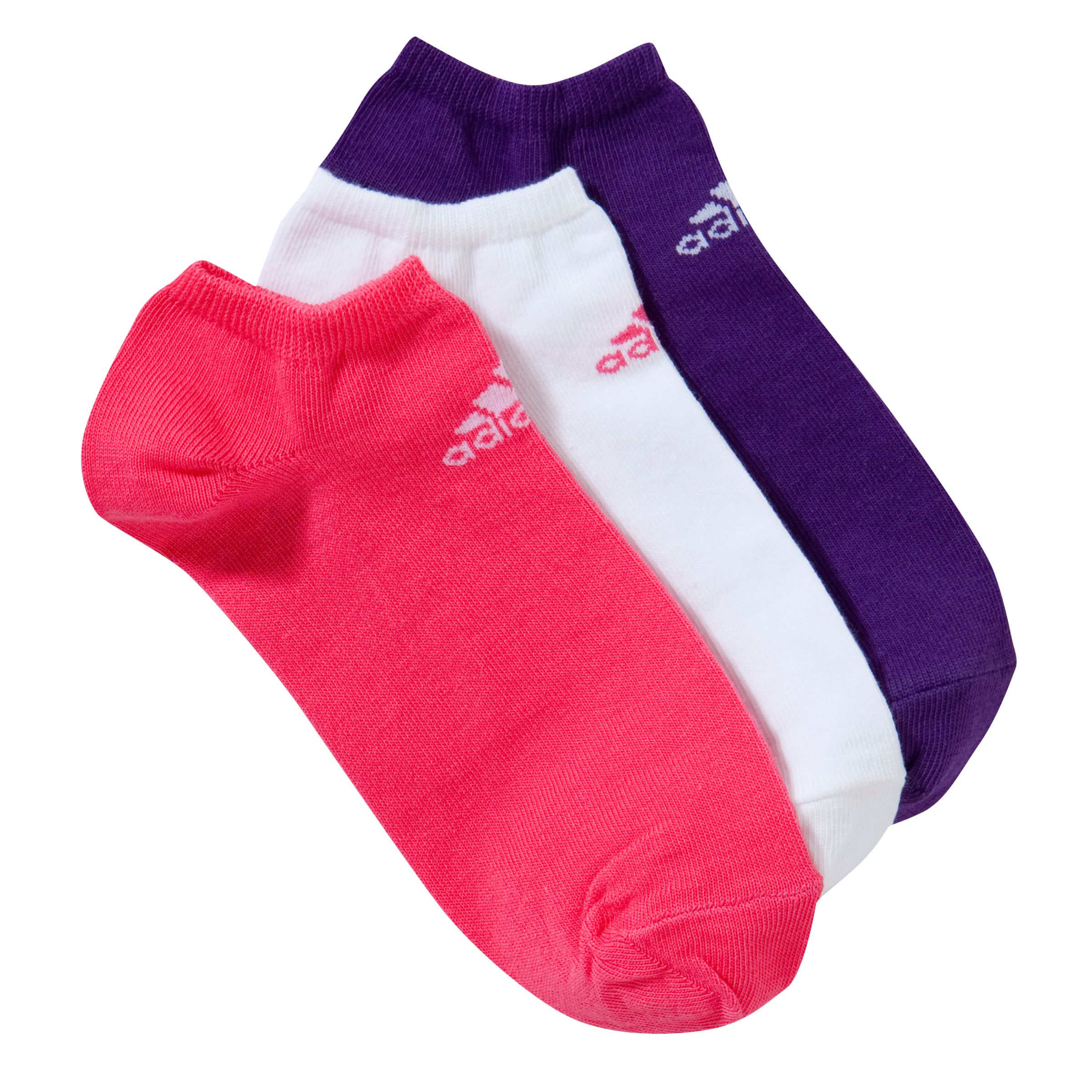 Adidas RSM Trainer Liner Socks, Pack of 3, White/Pink/Purple