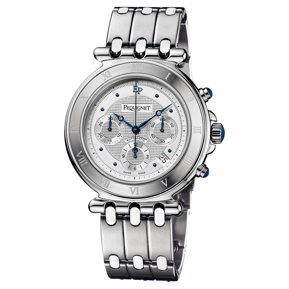 Penquignet 4350437 Men's Moorea Vintage Chronograph Steel Bracelet Watch, Silver at John Lewis