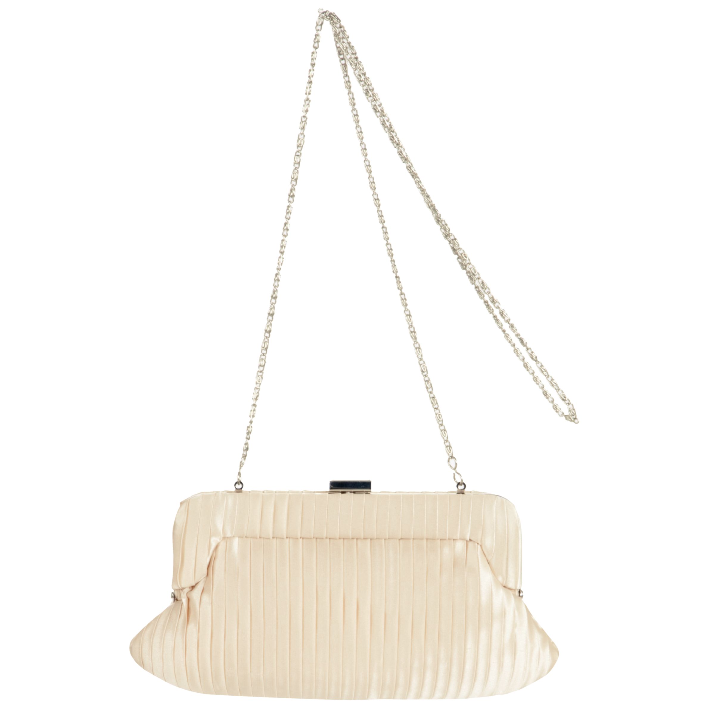 John Lewis Knife Pleat Frame Handbag, Cream