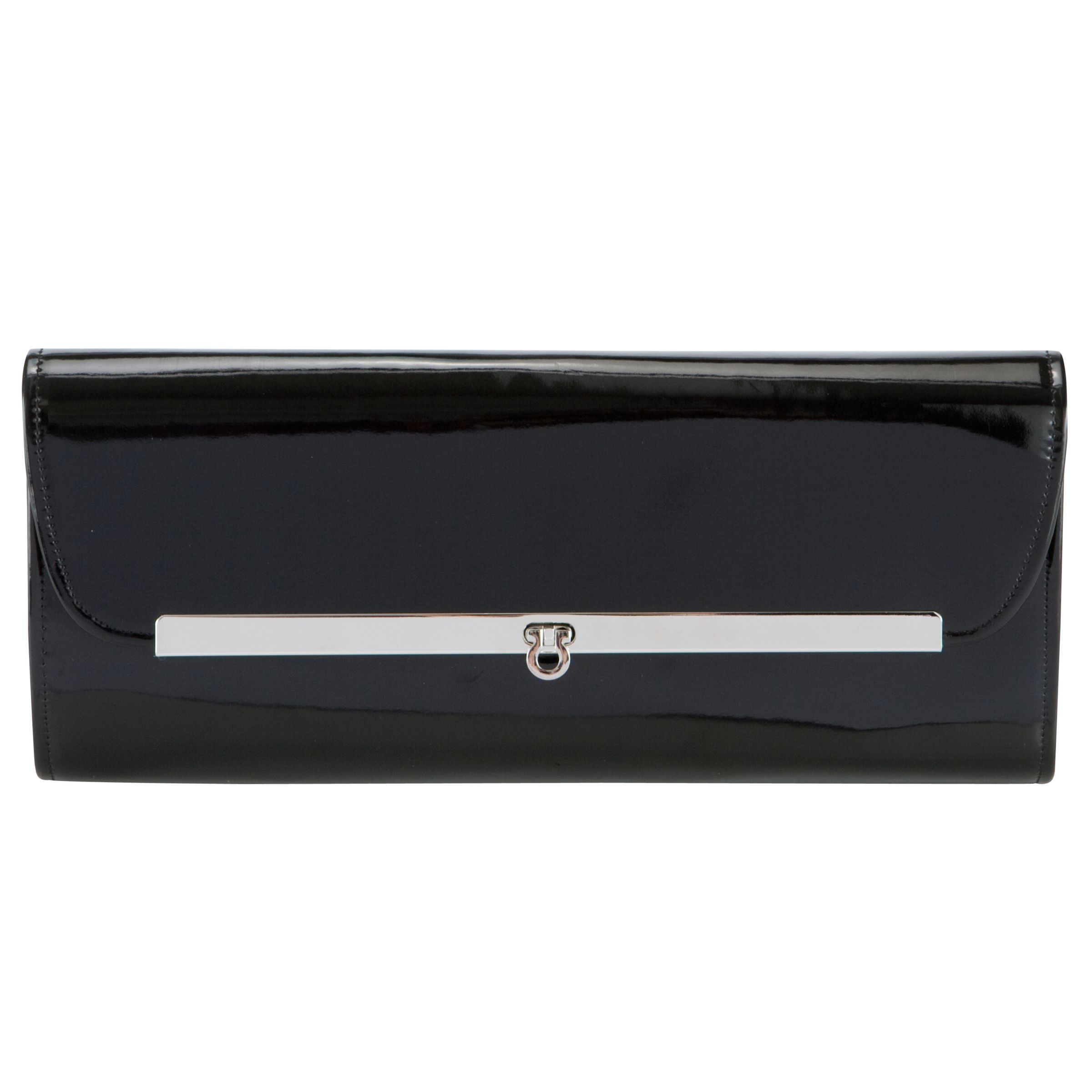 John Lewis Patent Envelope Clutch Bag, Black