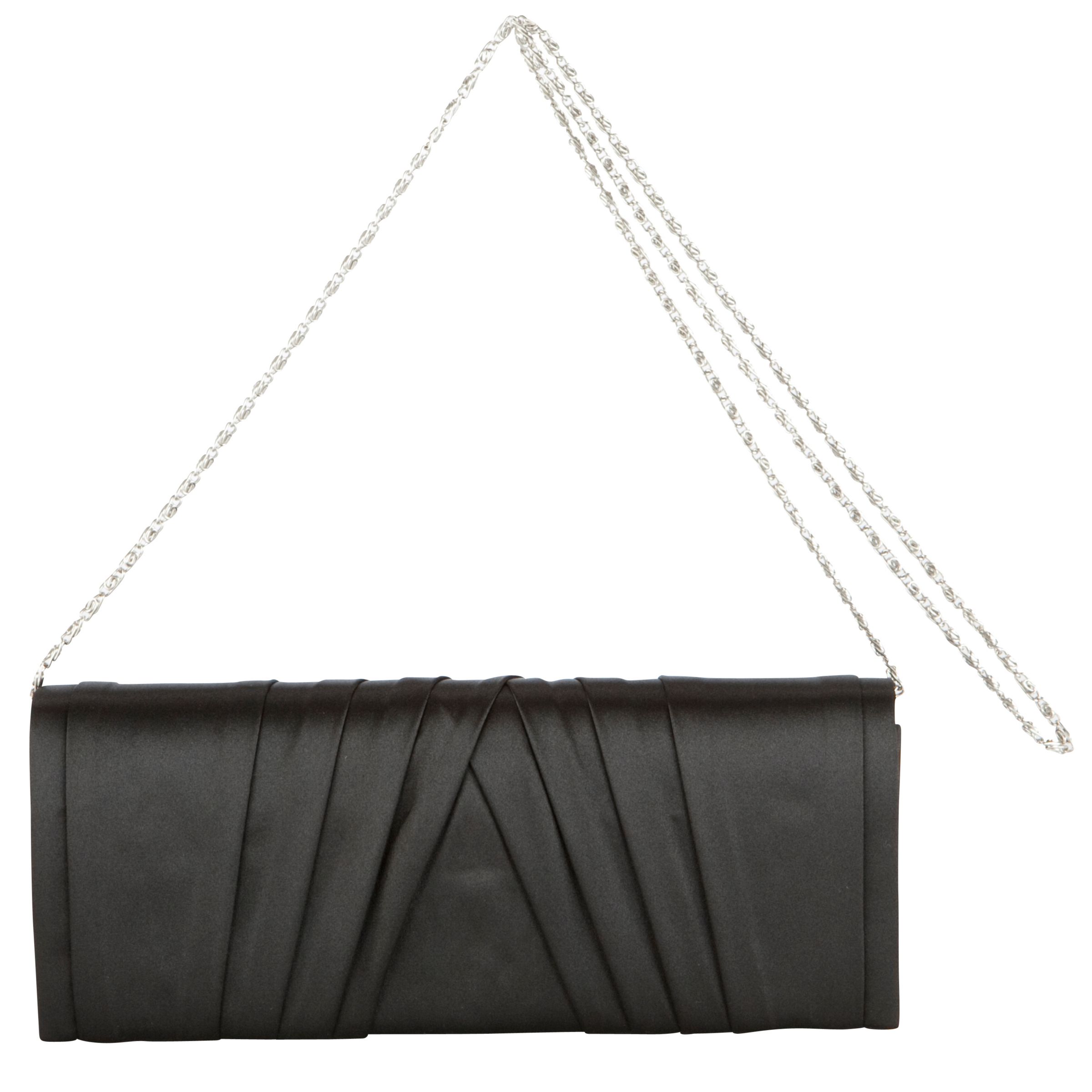John Lewis Satin Pleat Clutch, Black