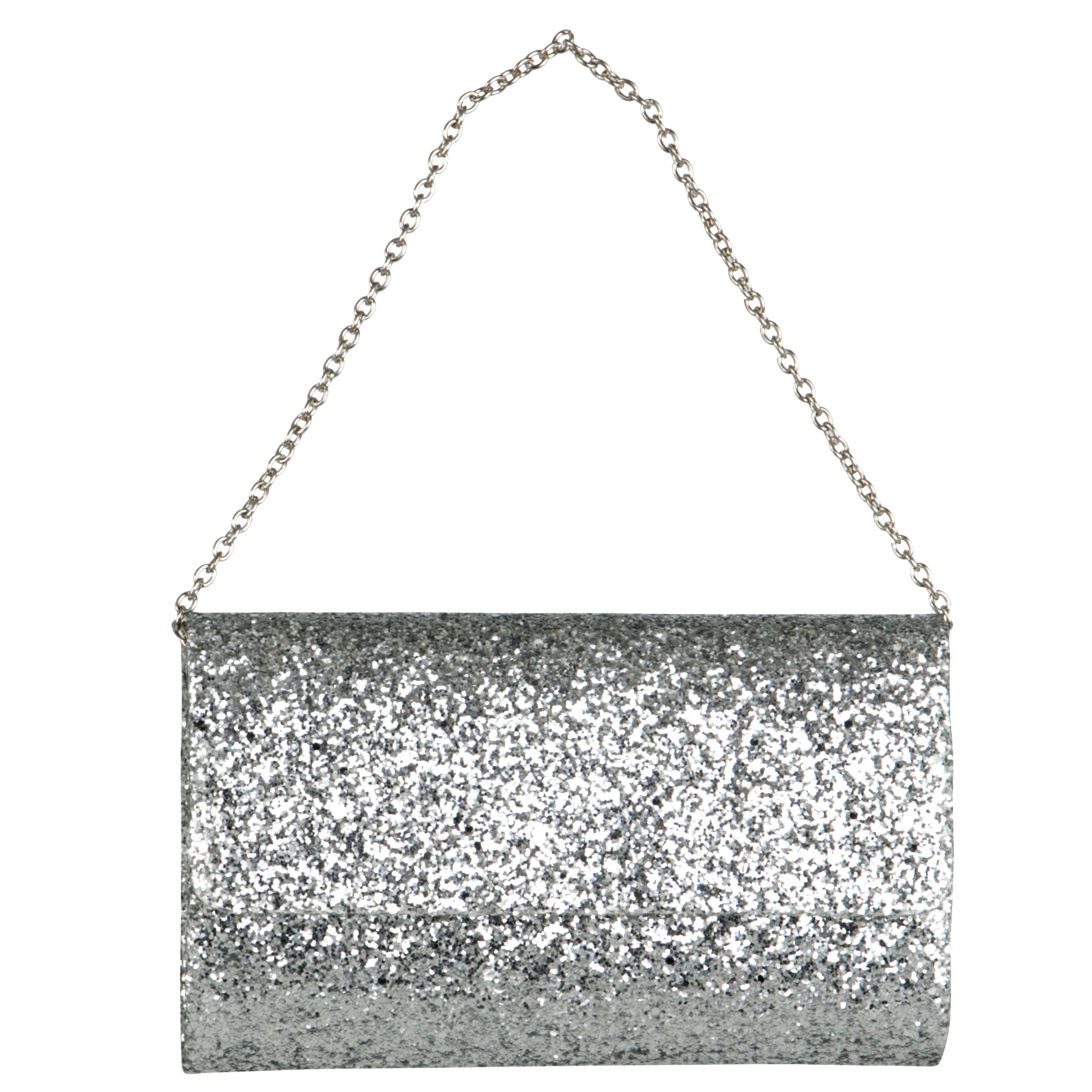 John Lewis Glitter Clutch, Silver