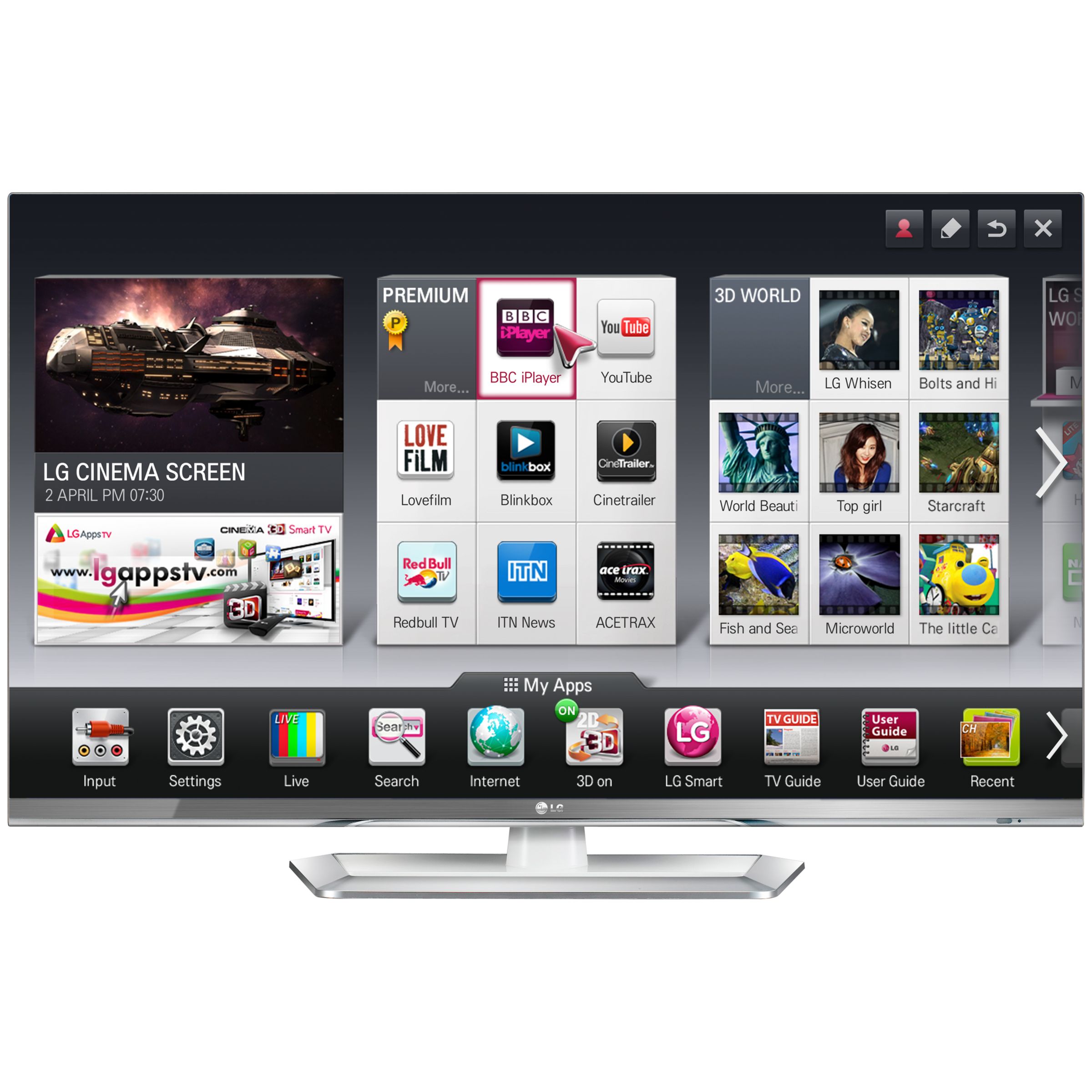 LG 47LM669T LED HD 1080p 3D Smart TV, 47 Inch with Freeview HD and 5x 3D Glasses at John Lewis