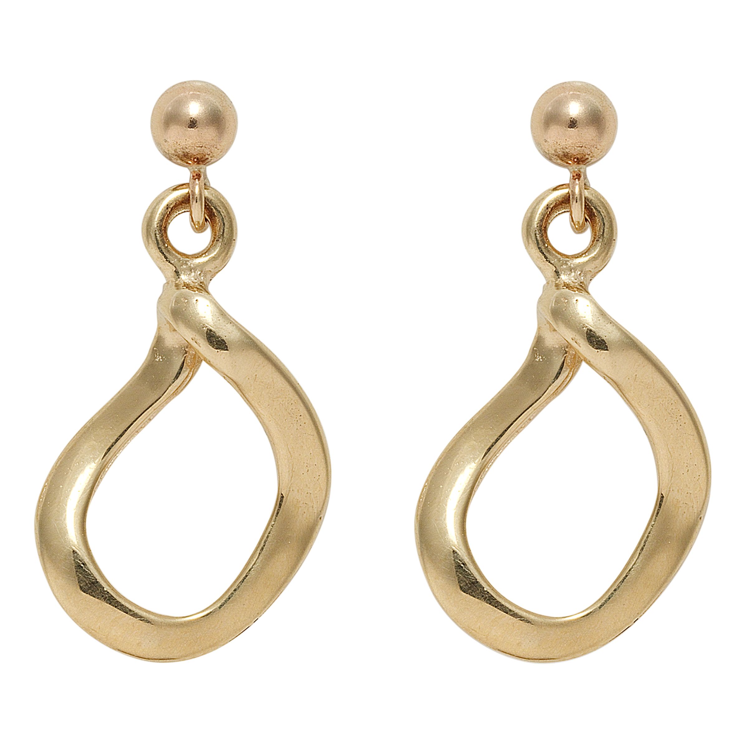 Nina Breddal 9ct Yellow Gold Small Twisted Drop Earrings, Gold