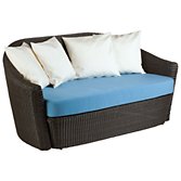 Barlow Tyrie Dune 2 Seat Outdoor Sofa, Java / Sky Blue and White, width 162cm