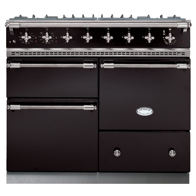 Lacanche Macon LG1053GE Dual Fuel Range Cooker, Black / Chrome Trim at JohnLewis