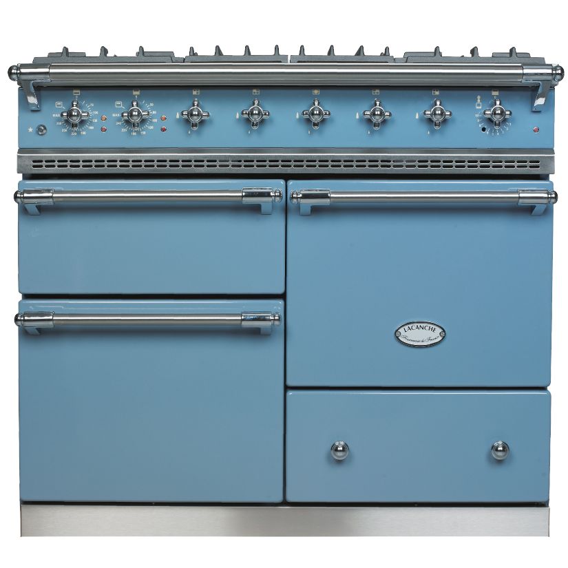Lacanche Macon LG1053GE Dual Fuel Range Cooker, Prussian Blue / Chrome Trim at JohnLewis