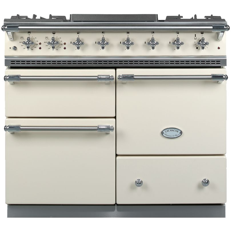 Lacanche Macon LG1053GE Dual Fuel Range Cooker, Ivory / Chrome Trim at JohnLewis