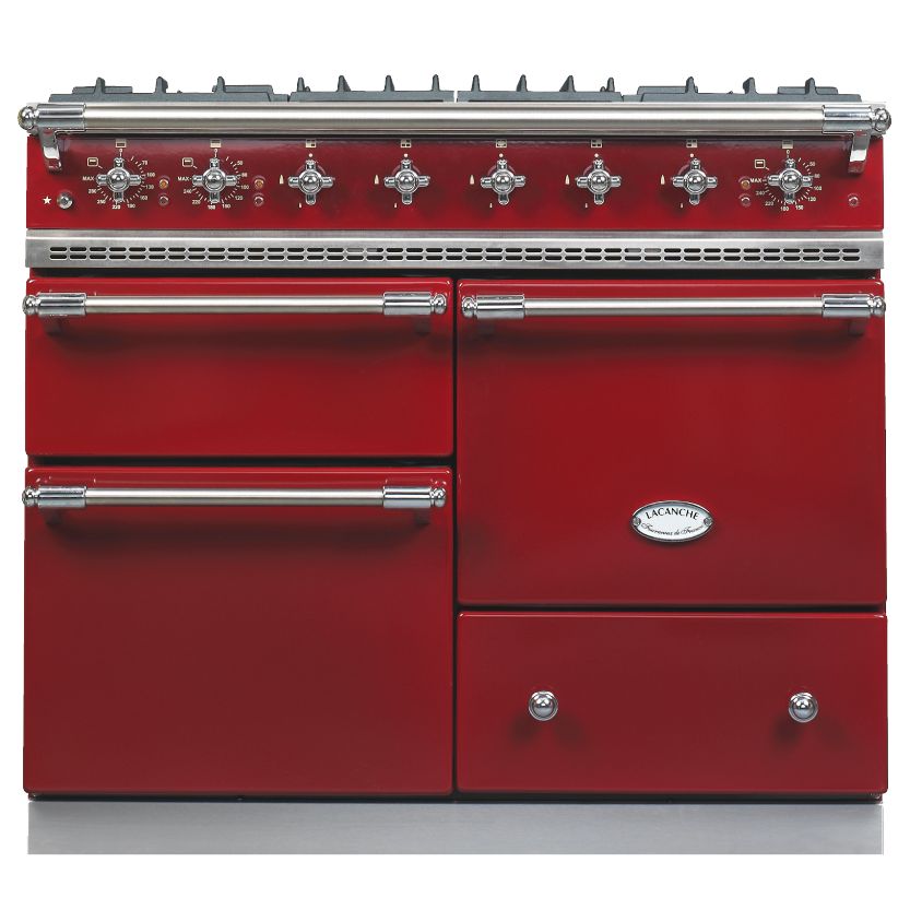 Lacanche Macon LG1053GE Dual Fuel Range Cooker, Burgundy / Chrome Trim at JohnLewis