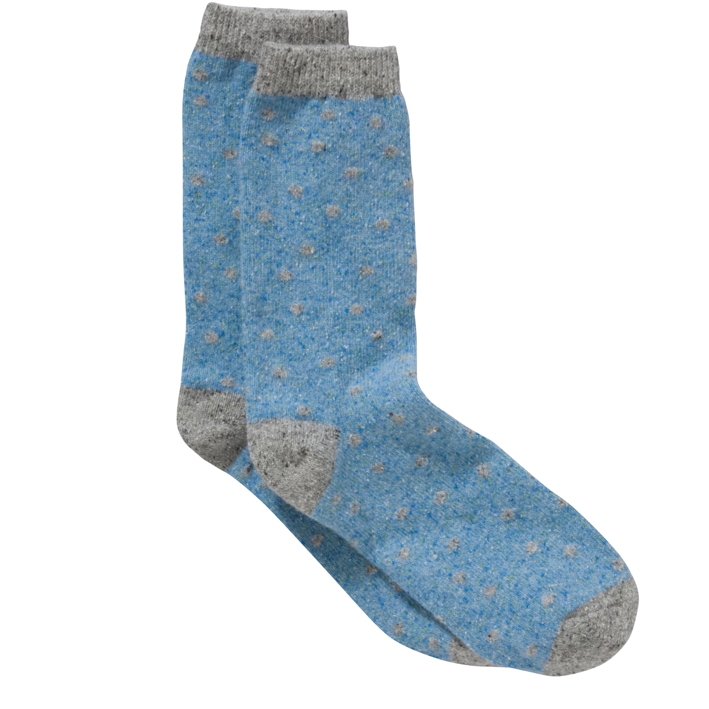 John Lewis Wool and Silk Spot Socks, Blue