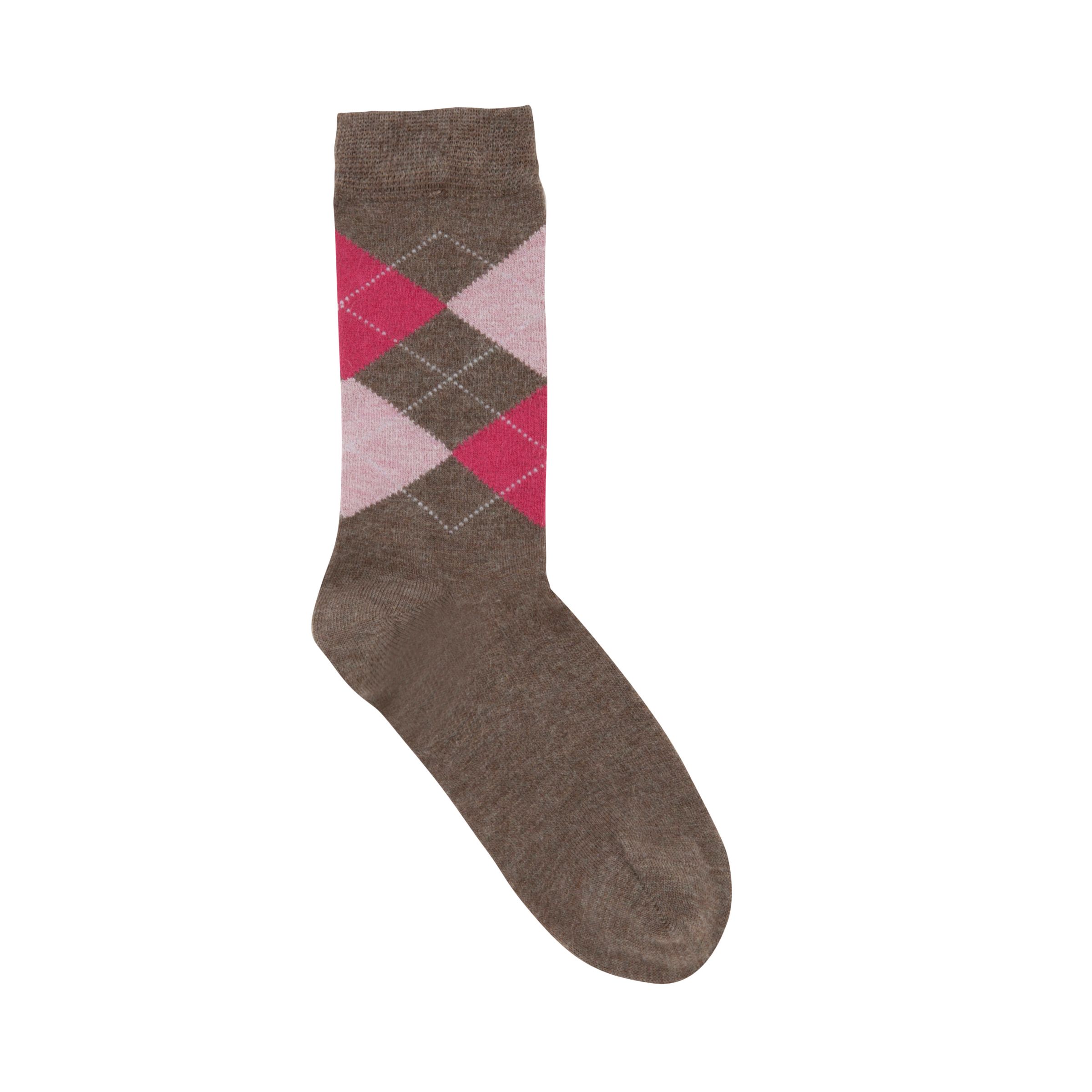 John Lewis Argyle Ankle Socks, Brown