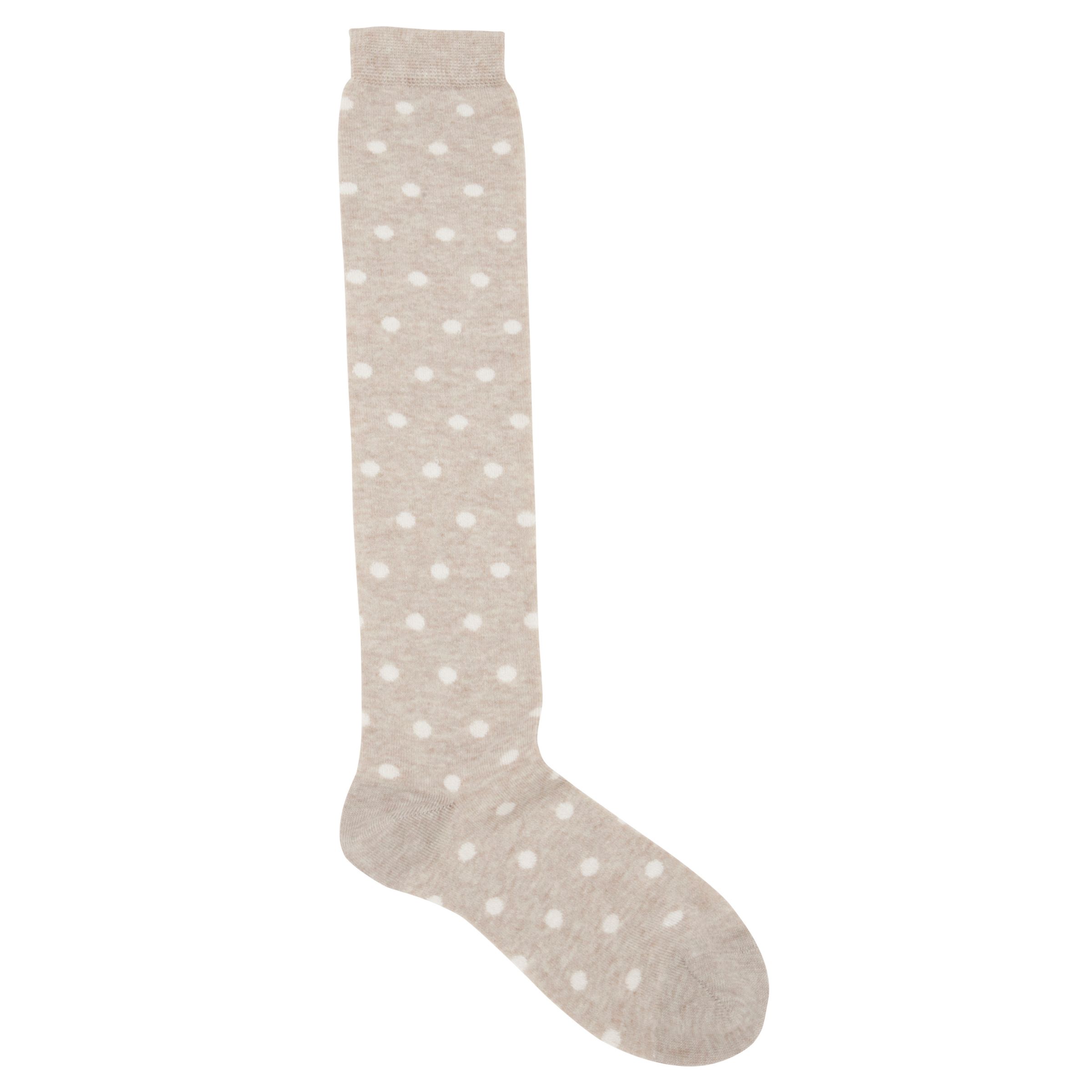 John Lewis Spot Viscose Knee High Socks, Oatmeal