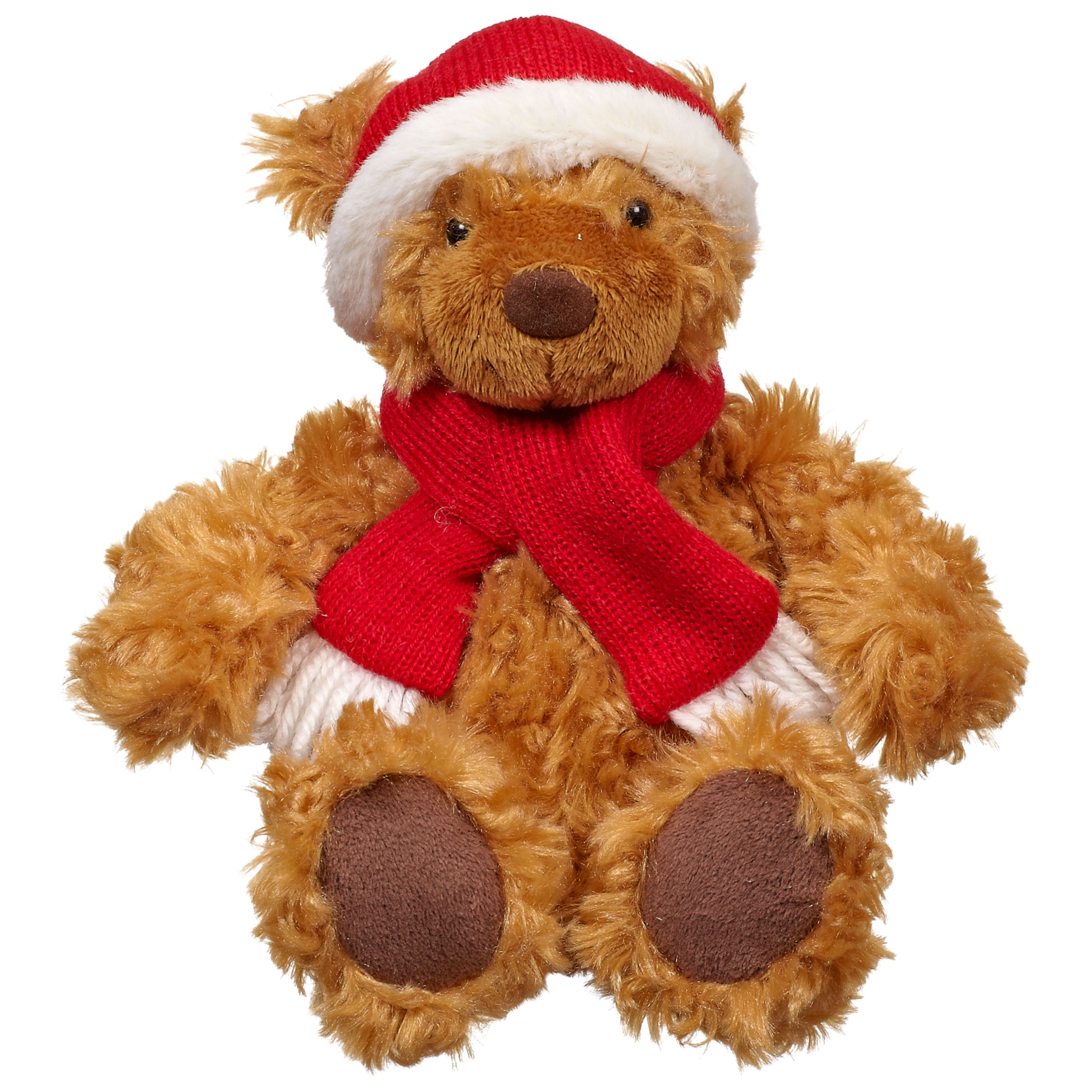 John Lewis Lewis Christmas Bear Small, Brown/Red