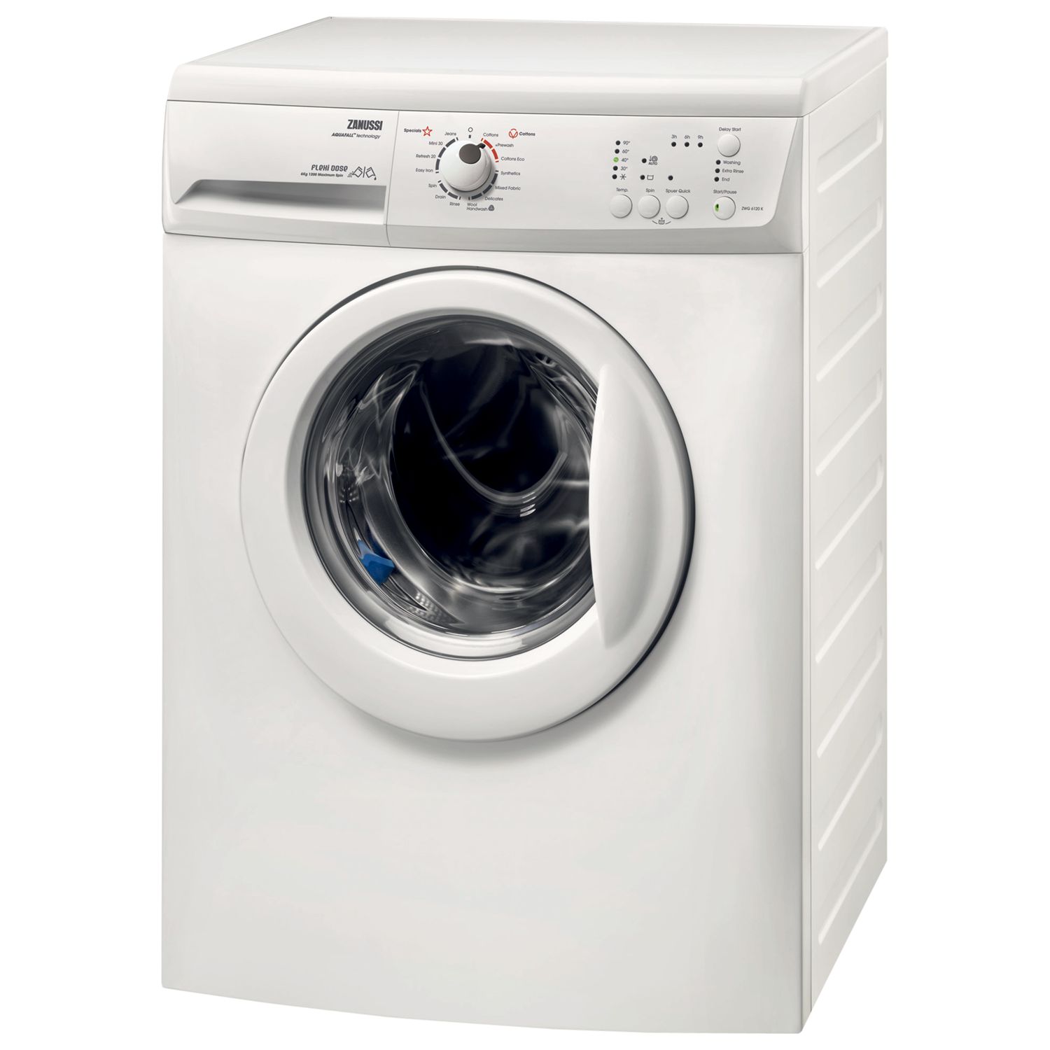 Zanussi ZWG6120K Washing Machine, 6kg Load, A+ Energy Rating, 1200rpm Spin