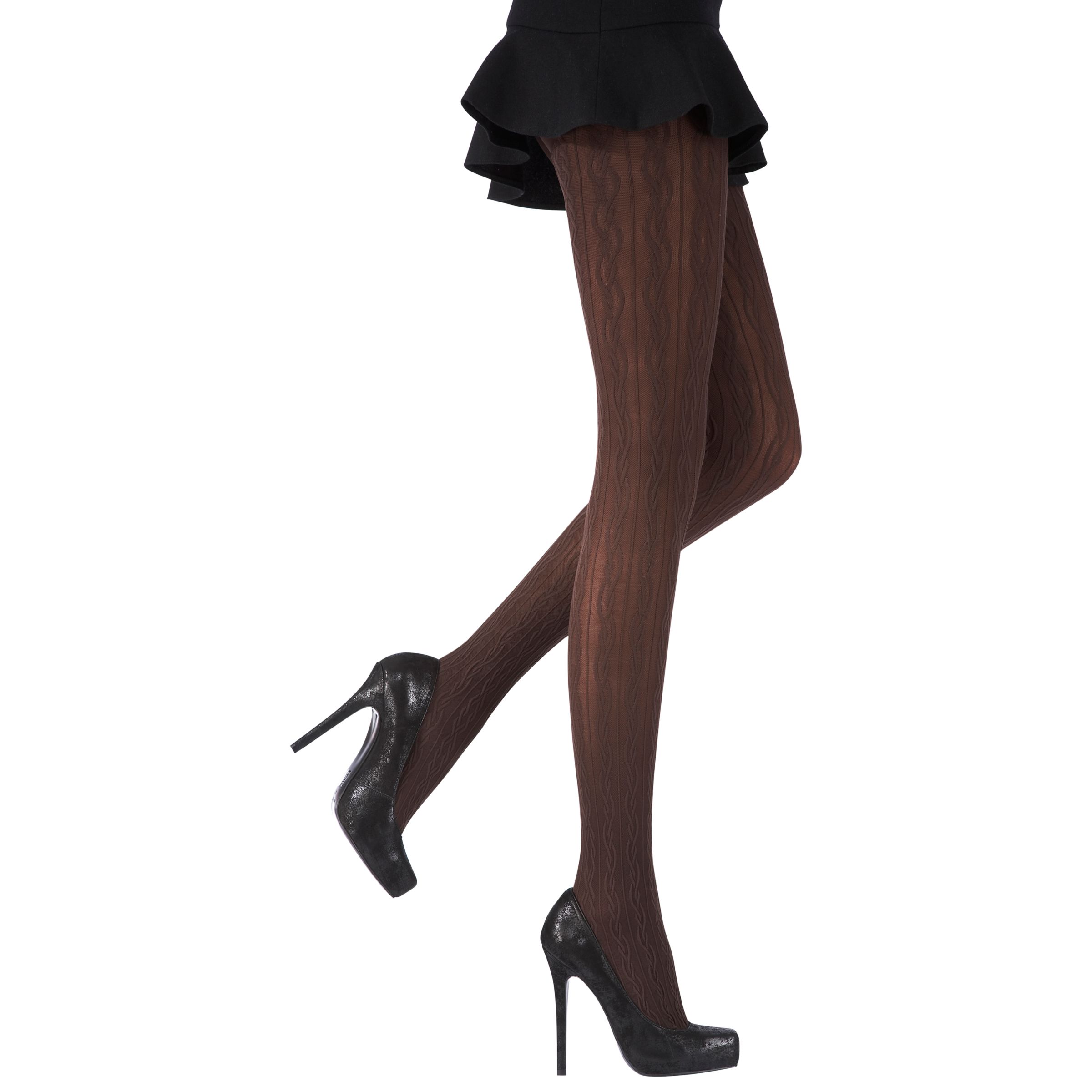 Pretty Polly Tangled Cable Tights, Chocolate