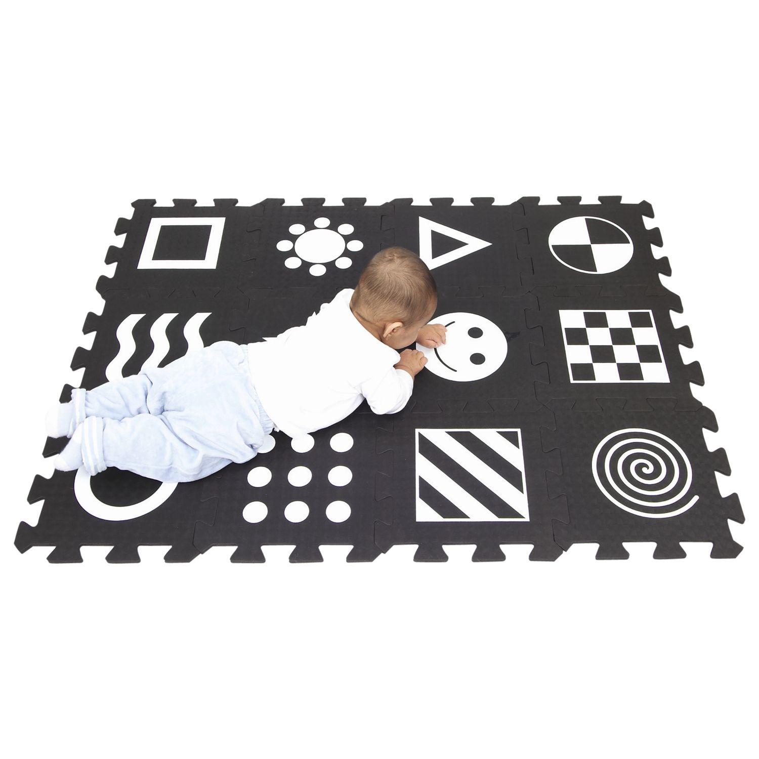 Soft Play Zone Baby Development Play Mat, Black/White