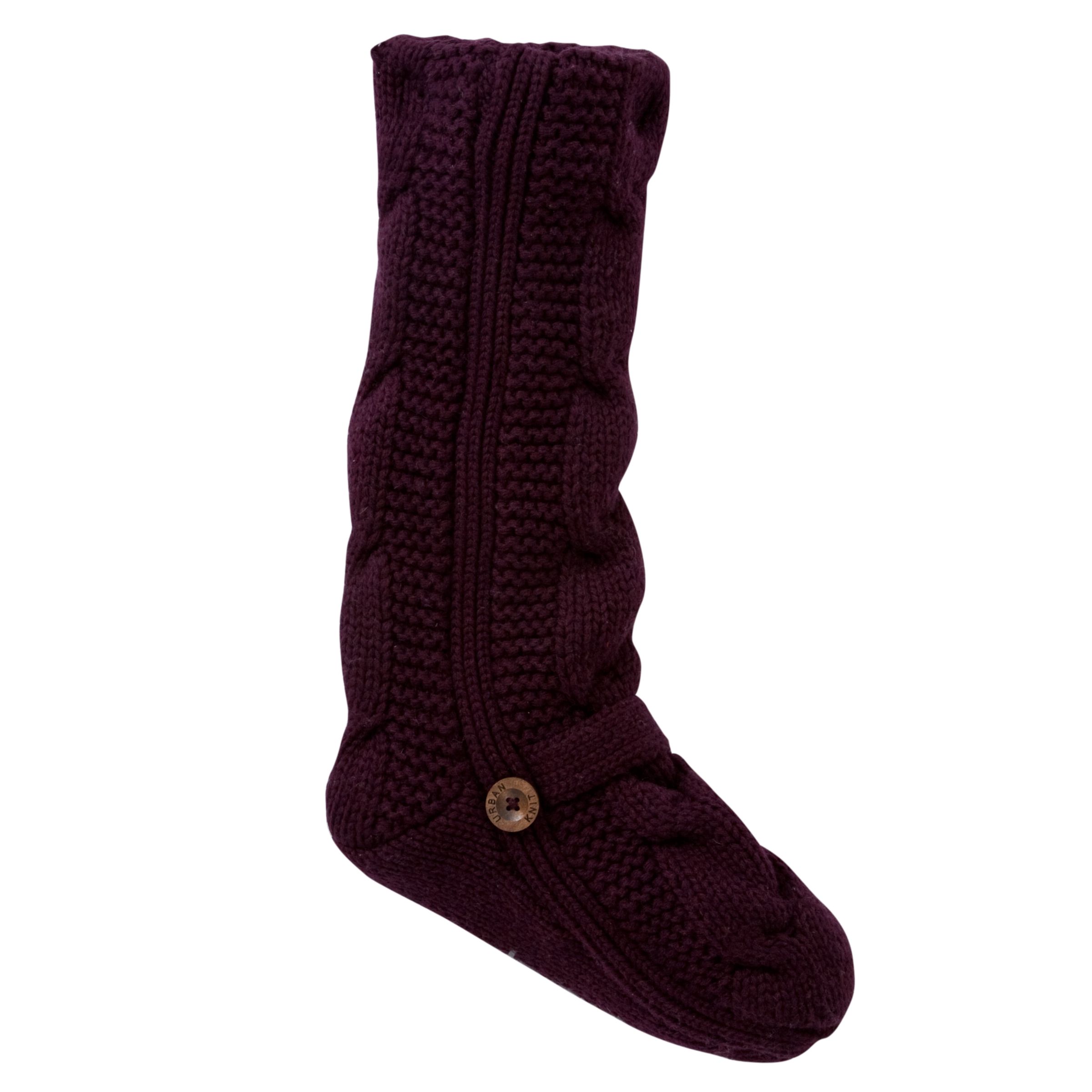 Urban Knit Monster Cable Slip Socks, Plum