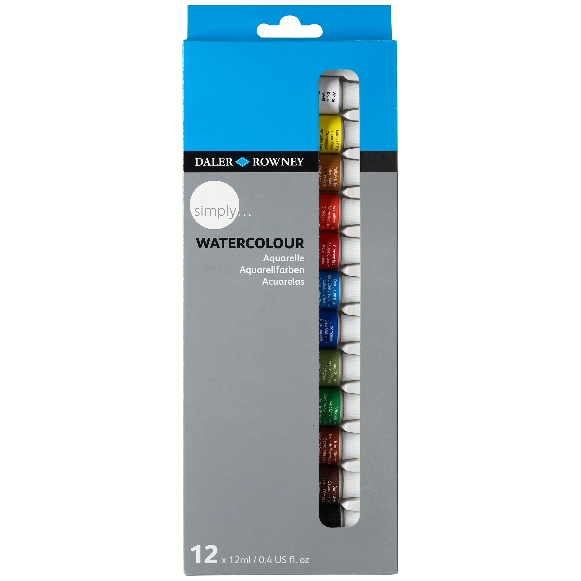 Daler-Rowney Simply Watercolour Set, 12 x 12ml