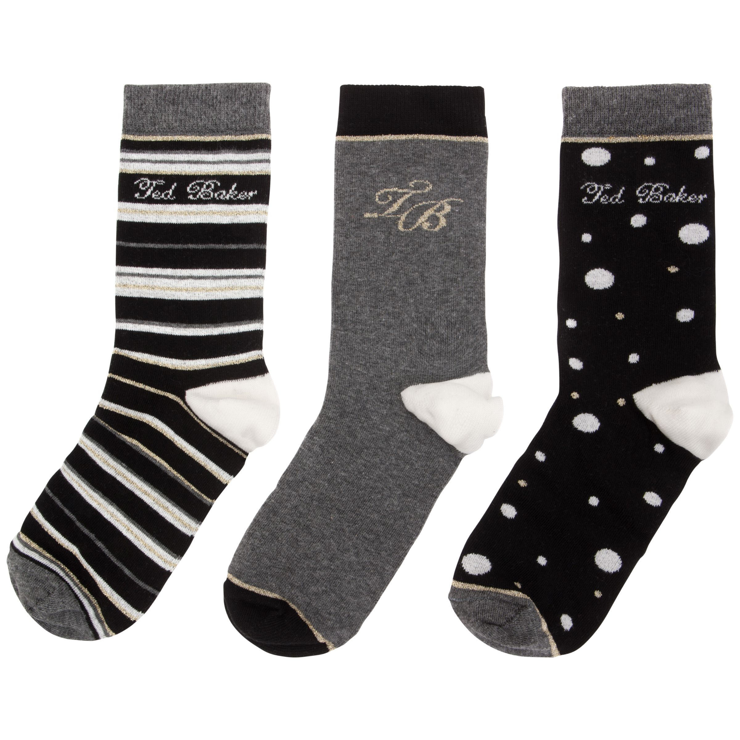 Ted Baker Loreto Ankle Socks, Pack of 3, Black