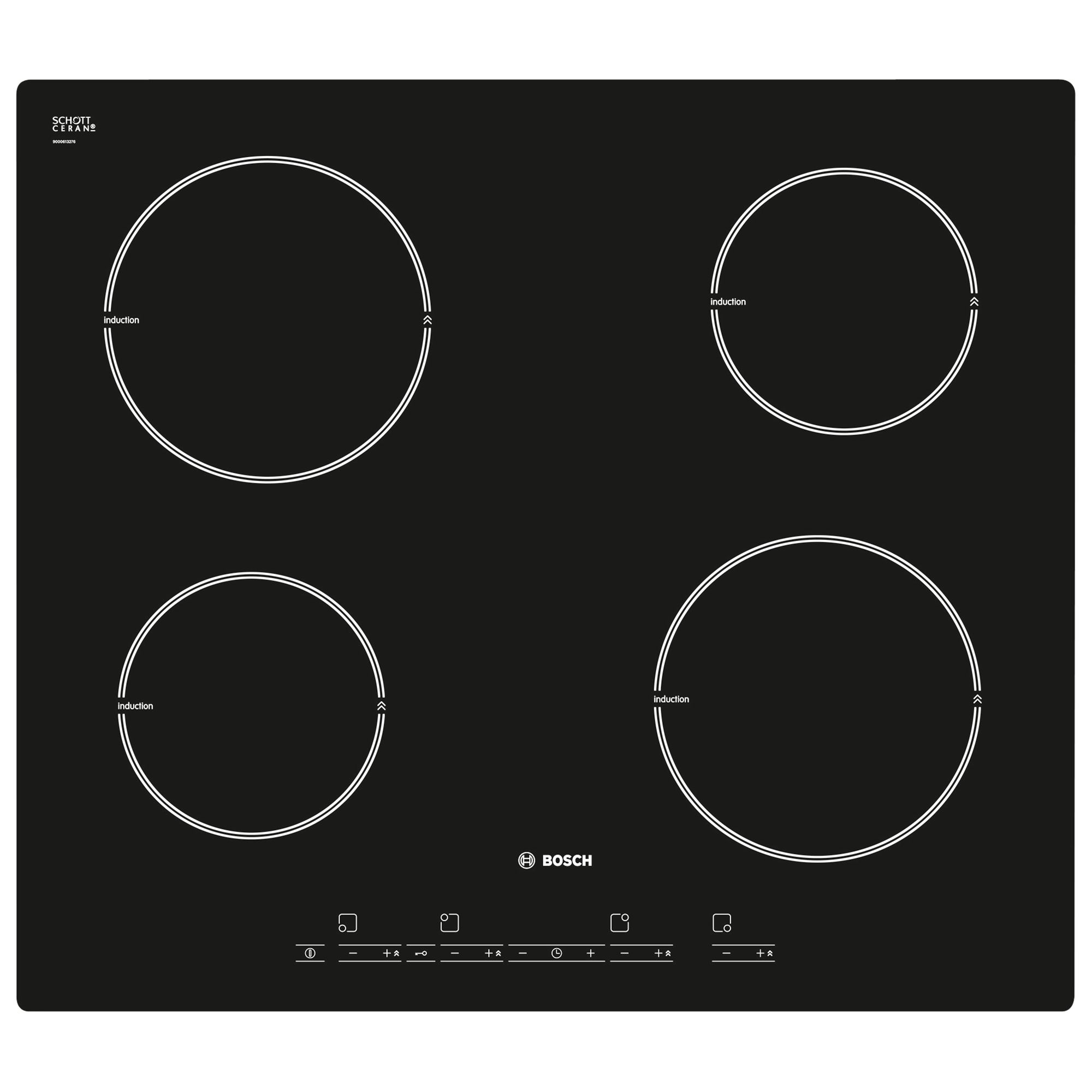 Bosch PIA611T66B Ceramic Induction Hob, Black Glass